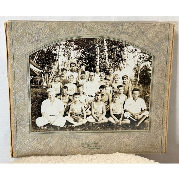 Unbranded Other - Vintage New England 1920s Boys Camp Original Photo Atkins Studio Waterville ME